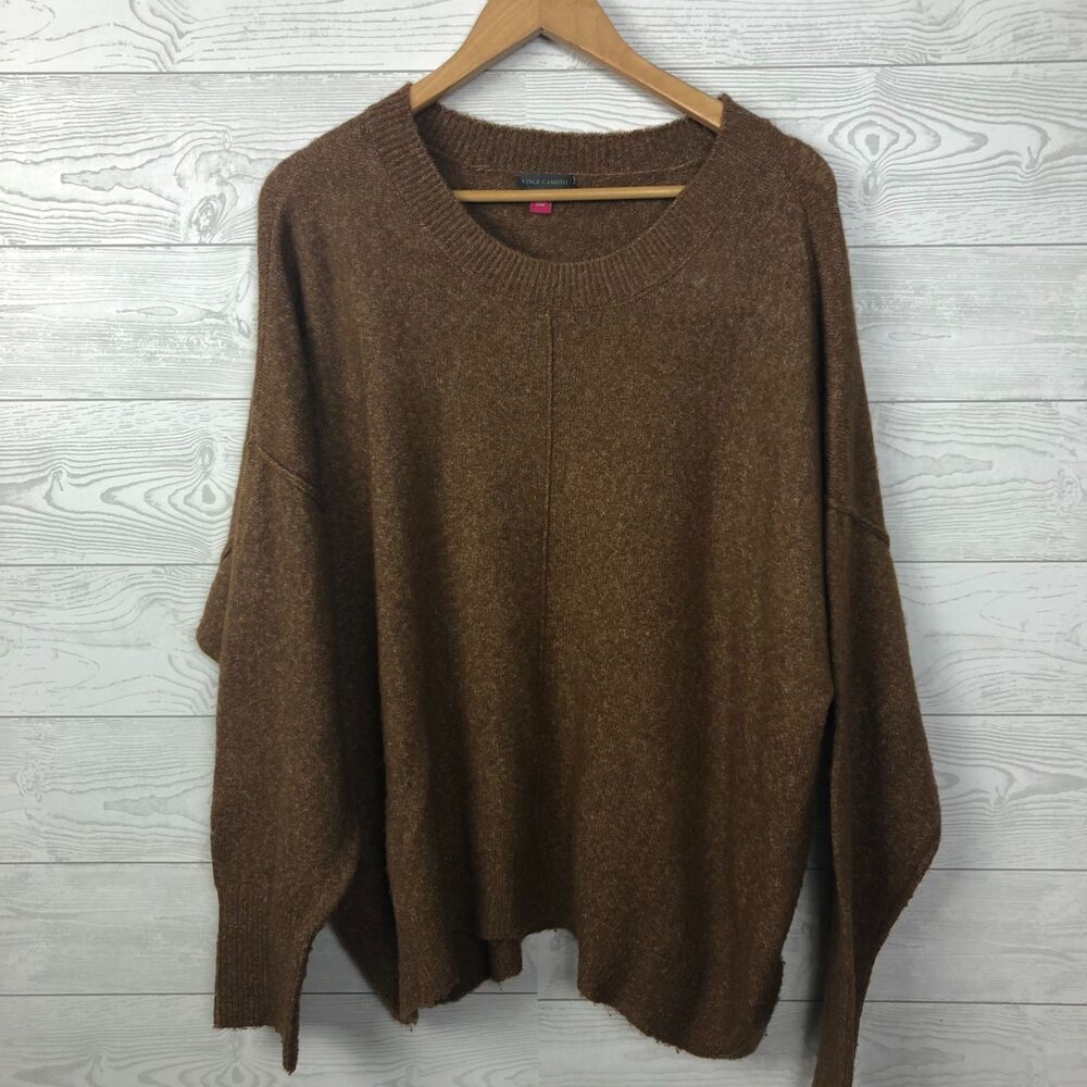 Vince Camuto Women's XL Pullover Sweater Drop Shoulder Dolman Sleeve Brown